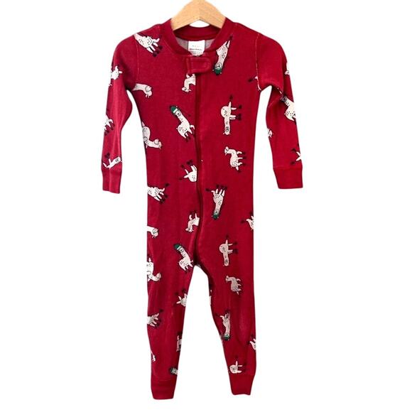 Hanna Andersson Zip Sleeper Pajamas - Leaping Llamas - Red - 3T or 90cm - Picture 1 of 8